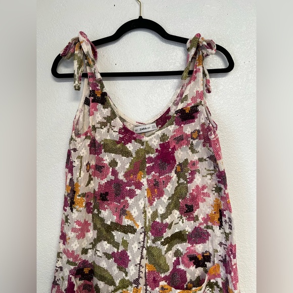 Zara Floral Textured Jumpsuit Cover Up 8 NWOT Resort Wear / Vacation - Picture 5 of 9
